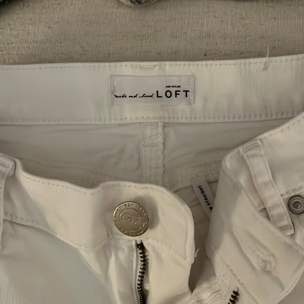 Loft white skinny straight jeans
